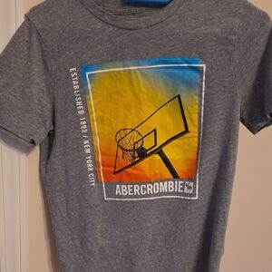 Abercrombie & Fitch Kids Gray Tee with Basketball Graphic